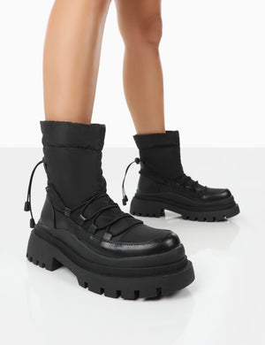 Mischa Black Platform Chunky Sole Winter Boots
