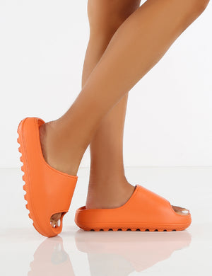 North Orange Rubber Ribbed Sole Sliders