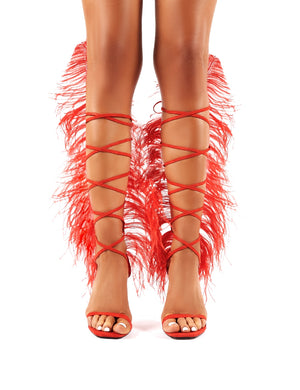 Red hotsell feather heels