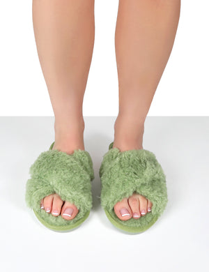 Green Strap Slippers | Public Desire