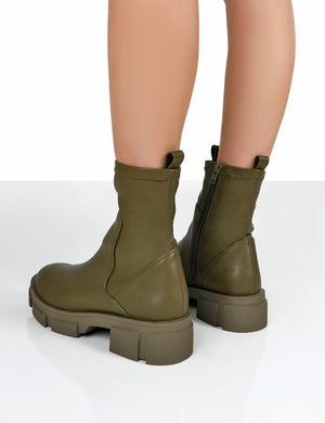Treat Green Chunky Ankle Boots