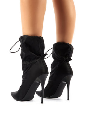 Fuel Black Toggle Detail Stiletto Heeled Ankle Boots