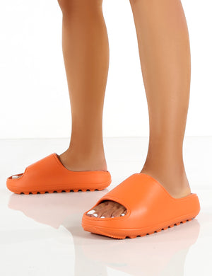 North Orange Rubber Ribbed Sole Sliders