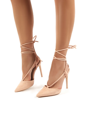 Bardot Nude Strappy Lace Up High Heel