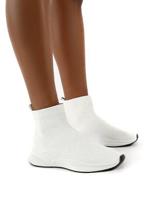 Pursue White Knit Sock Fit Trainers