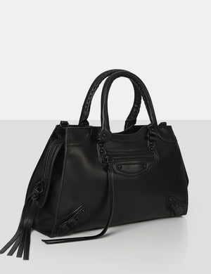 The Willa Black Zip detail Tote Bag