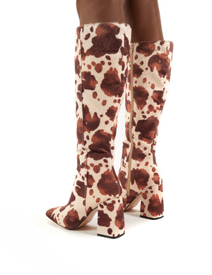 Apology Cowhide Knee High Block Heel Boots