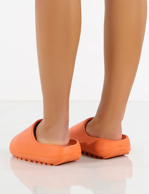 North Orange Rubber Ribbed Sole Sliders
