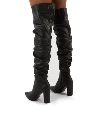 Theirs Black Wide Fit PU Over the Knee Boots