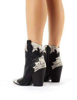 Sting Black Western Block Heeled Ankle Boots