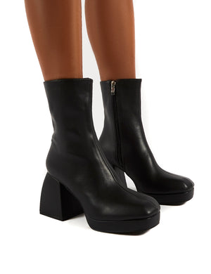Imagine Black Chunky Heel Ankle Boots