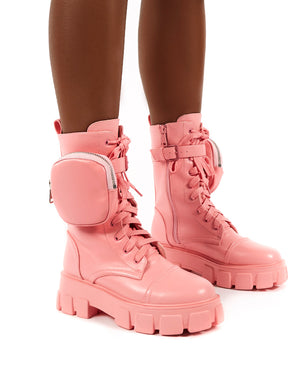 Intention Pink Chunky Sole Pouch Ankle Boot Public Desire