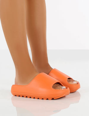 North Orange Rubber Ribbed Sole Sliders