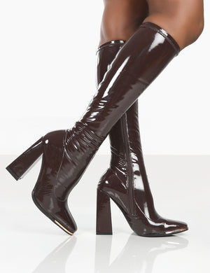 Patent high deals heel boots