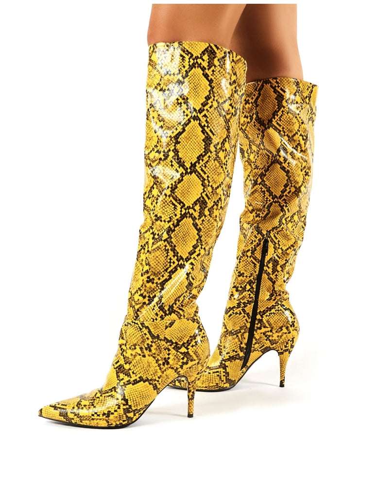Yellow snakeskin boots cheap