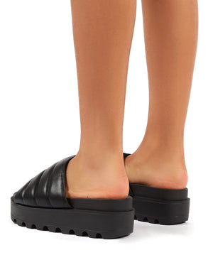 Codie Black PU Chunky Platform Sliders