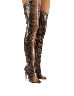 Snakeskin boots over the knee discount
