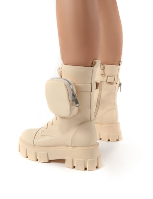 Intention Nude Chunky Sole Pouch Ankle Boots