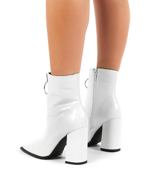 Payback White Croc Zip Ankle Boot