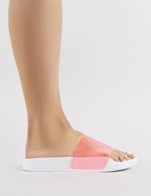 Kina Clear Perspex Sliders in Neon Pink