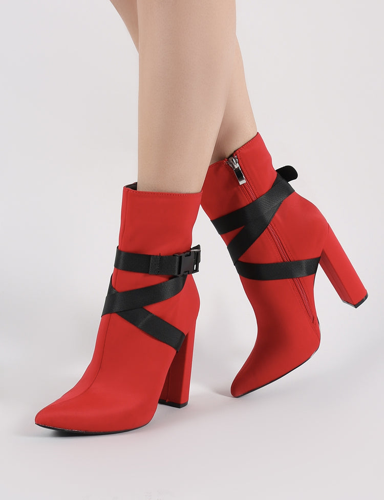 Drift Sports Luxe Ankle Boots in Red | Public Desire