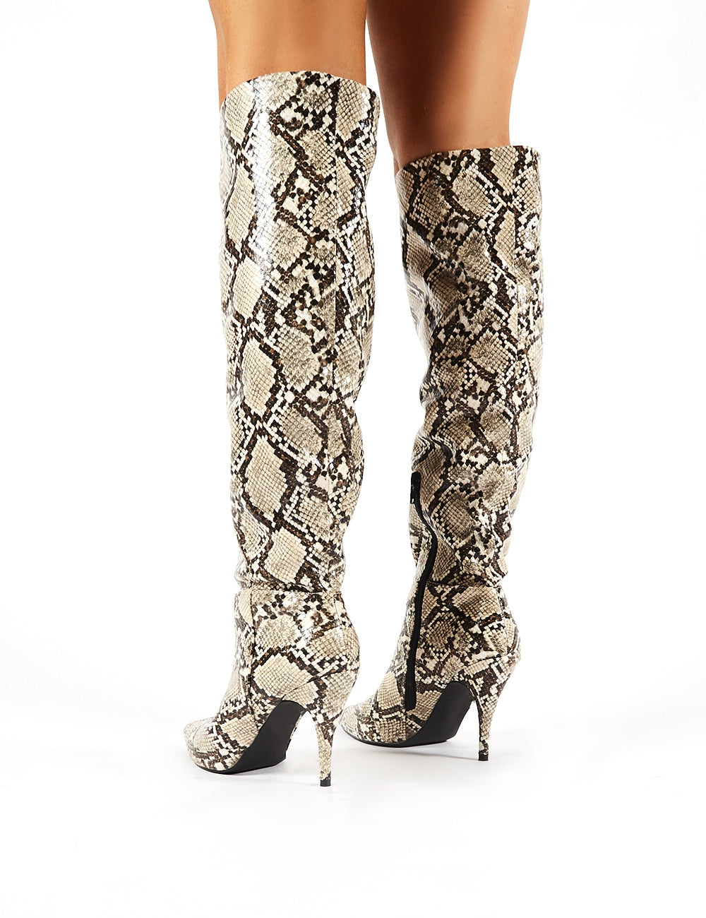 Womens knee high snakeskin boots hotsell