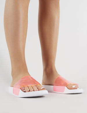 Kina Clear Perspex Sliders in Neon Pink
