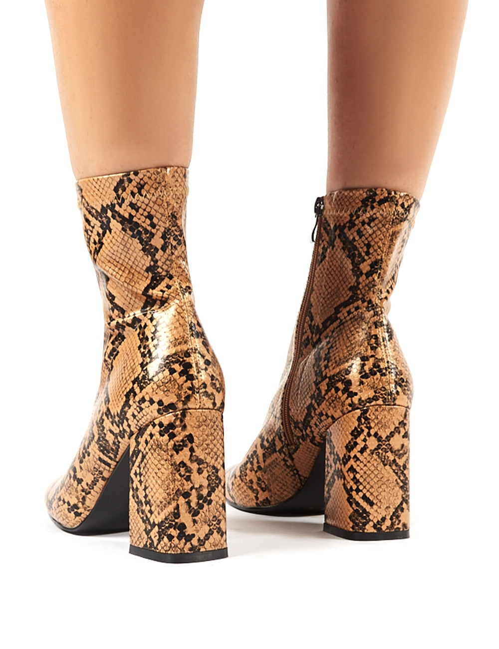 Block heel deals snakeskin boots