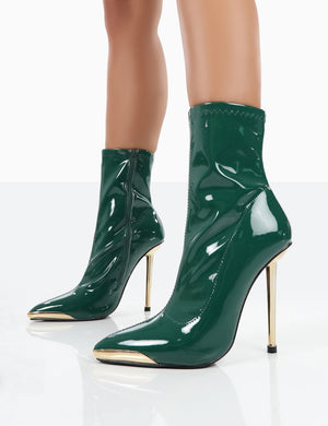 Player Green Patent Stiletto Heel Ankle boots