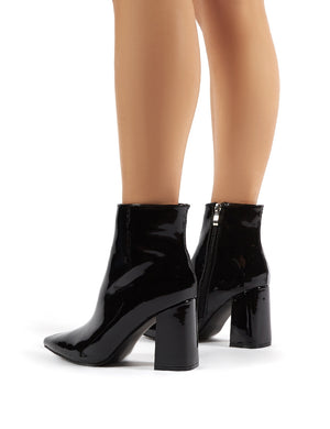 Empire Wide Fit Black Patent Pointed Toe Ankle Boots Public Desire