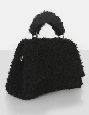 Central Black Teddy Shoulder Handbag