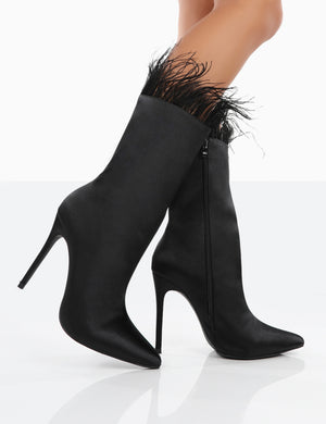 Black satin deals ankle boots
