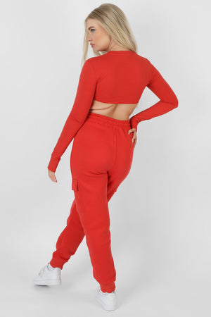 Long Sleeve Underbust Top Red