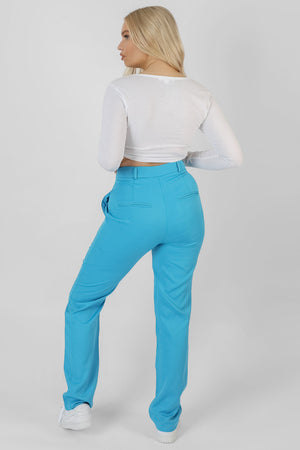 Twist Front Long Sleeve Crop Top White