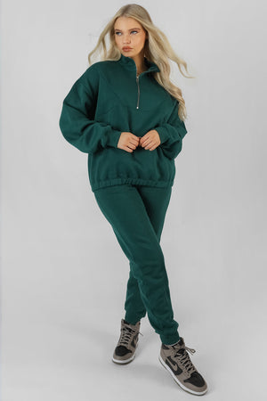 Oversized Half Zip Pullover Sweatshirt Forest Green