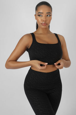 Repeat Print Bralet Black