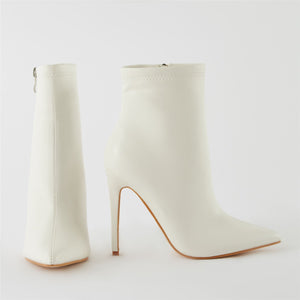 Revive Pointy Ankle Boots in White