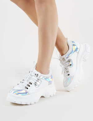 Funk Chunky Trainers in White and Silver