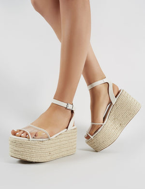Tarini Perspex Espadrille Flatform Sandals in White Public Desire