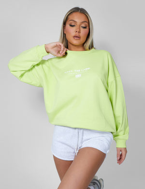 Graphic Oversized Sweatshirt Lime