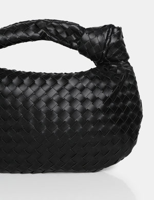 The Blame Black Woven PU Knot Detail Mini Grab Bag