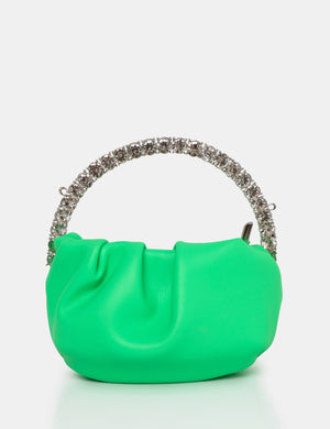 The Aurora Lime Pu Diamante Handle Mini Bag