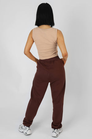 V Neck Sleeveless Ribbed Crop Top Camel