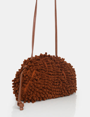 The Ausha Chocolate Chenille Clutch Bag