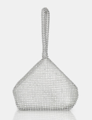 The Lavender Silver Diamante Mini Pouch Party Bag