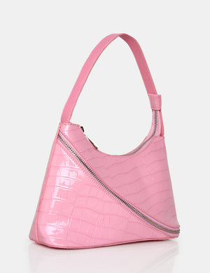 The Alba Pink Croc Bag