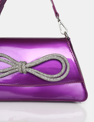The Faya Violet Bow Detail Diamante Crossbody Bag