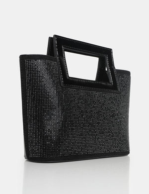 The Lustre Black Pu Diamante Bag