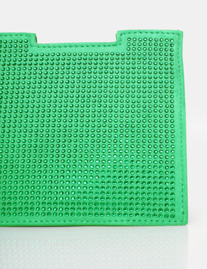 The Montez Green Diamante Square Mini Evening Bags