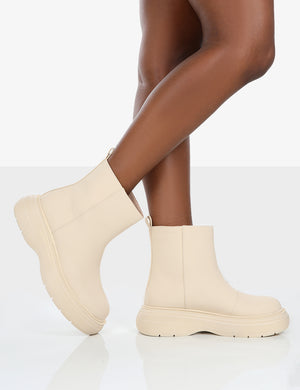 Caia Nude Platform Chunky Sole Ankle Boot